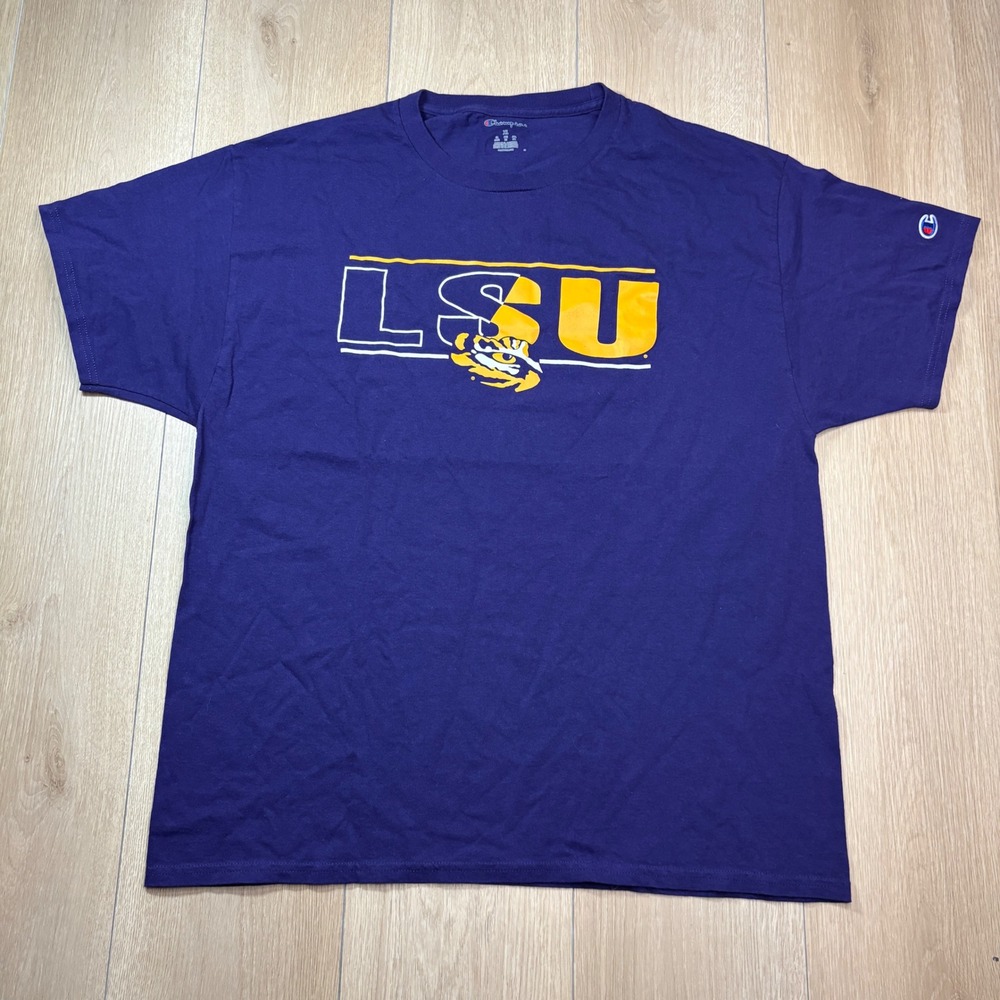 Champion LSU Tigers T-Shirt Mens XL Purple Graphic Tee Louisiana State Univ